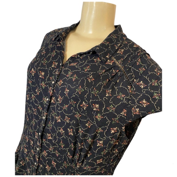 Free People Romper Women's Medium Debby Dot Black Floral Hippie Boho Cottage - Picture 5 of 9